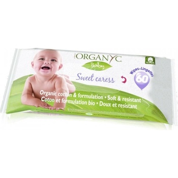 Organyc Sweet Caress vlhčené obrúsky zo 100% organickej bavlny 60 ks