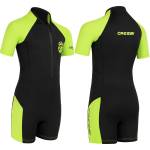 CRESSI Shorty 2mm children's wetsuit - children's swimming suit with UV, cold protection, jellyfish protection - swimming suit for girls and boys - black/lime - 11/12 years - XDG003307 (XDG003307)
