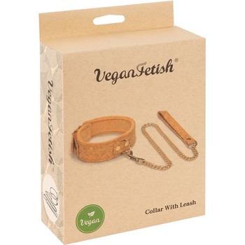Image 1 of Vegan Fetish Collar with Leash Natural