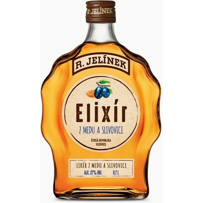 Jelínek Elixír z medu a slivovice 27% 0,7 l (čistá fľaša)