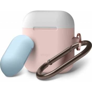 elago Калъф за слушалки Elago Duo Hang Silicone Case EAPDH-PK-WHPBL, за Apple AirPods, силиконов, розов (EAPDH-PK-WHPBL)