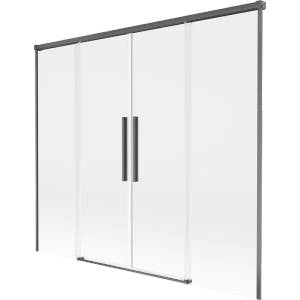 Mexen Rox двукрилен преграда за вана, плъзгащ се 170 x 150 см, прозрачен, четка (8C9-170-002-66-00)