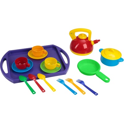 Bamsic КОМПЛЕКТ ДЕТСКИ ПОДНОС С ТЕНДЖЕРА И ЧАЕН СЕРВИЗ