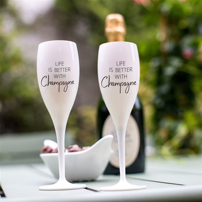 Koziol Sklenička CHEERS bílá s potiskem life is better with champagne 100 ml