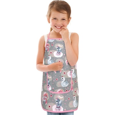 Bellatex Dětská zástěrka Jednorožec šedá růžová 37x47 cm