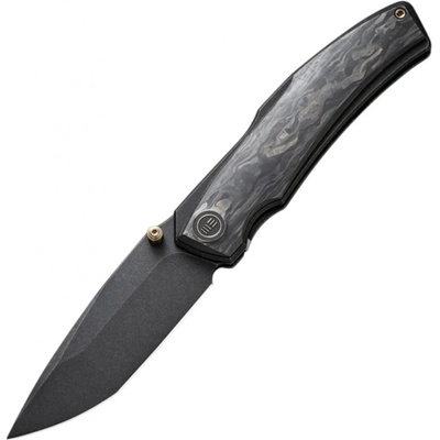 We Knife Swordfin Rukojeť z drceného uhlíkového vlákna Černá titanová vložka Černý kamenný povrch