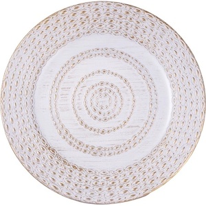 Qx impex kft Пластмасова табла IRIS, кръгла, антично бяла 33 cm 676566 (676566)