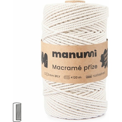 Manumi Macramé priadza stáčaná 3PLY 3mm 120m natural - 1 ks