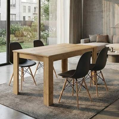 TopMebel Комплект за трапезария 5 части Darlen - Nova в цвят сапфирен дъб - черен 125x72x74см