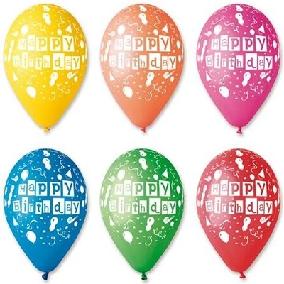 . Balón, 30 cm, "Happy Birthday", balóny