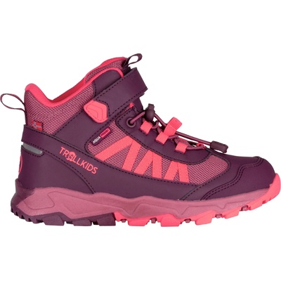 Trollkids Детски туристически обувки Trollkids Kid's Tronfjell Hiker Mid Walking boots - Deep Ruby / Frozen Berry / Pink Salmon - размер 32 (EU) (702-2416-1915)