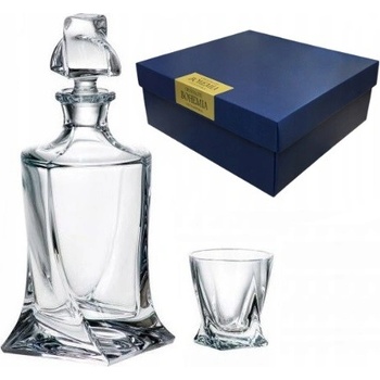 Bohemia Crystalite Likér set Quadro obsahuje 1karafu s objemem 0,5 l a 6 sklenic s objemem 55 ml