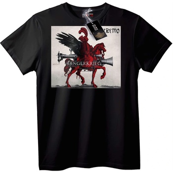 NOONEBRAND Тениска Sengerkrieg с червен крилат звяр - XS, Black