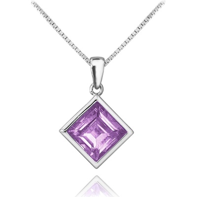 Minet Elegantní stříbrný fialový přírodní ametyst JMAS6001FN45