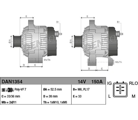 Alternátor DENSO DAN1354