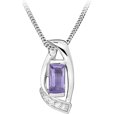 Silver Cat Strieborný náhrdelník so syntetickým ametystom SC471