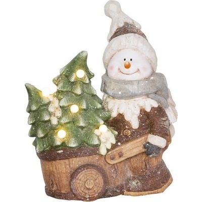 MagicHome 8090924 Dekorácia Vianoce Snehuliak s vozíkom 6 LED
