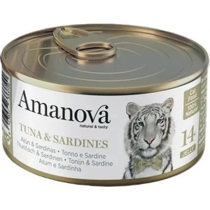 Amanova cat can 14 tuna sardines - консерва за пораснали котки от всички породи, с Риба тон и сардини - 70 гр, Испания - 33372