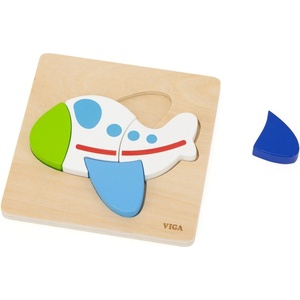 Viga Toys Дървен пъзел Viga Toys - Самолет, 5 части (44841) - baby