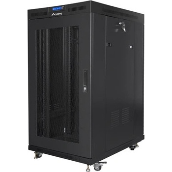 Lanberg Комуникационен шкаф, Lanberg rack cabinet 19" free-standing 22U/800x1000 (flat pack) with mesh door lcd black v2 (FF01-8022-23BL)