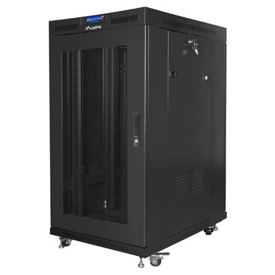 Lanberg Комуникационен шкаф, Lanberg rack cabinet 19" free-standing 22U/800x1000 (flat pack) with mesh door lcd black v2 (FF01-8022-23BL)