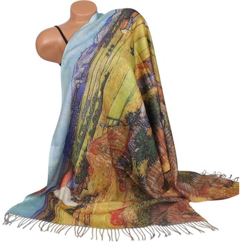 Дамски двулицев кашмирен шал с пейзаж