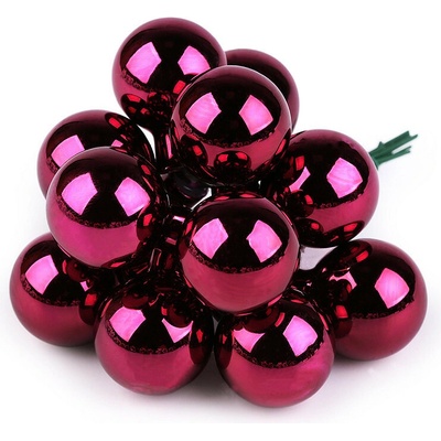 Prima-obchod Vánoční skleněná baňka na drátku Ø2 cm mat a lesk, barva 15 pink lesk