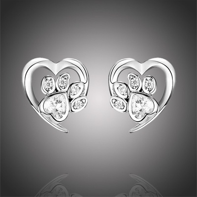 Grace Silver Jewellery stříbrné se zirkony psí tlapka E-PTEE0473/1 stříbrná