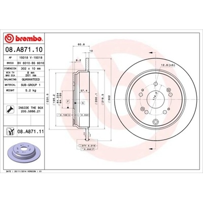 Brzdový kotúč BREMBO 08.A871.11