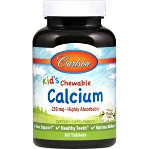 Carlson Labs Kid's Chewable Calcium 250 mg [60 Дъвчащи таблетки] Ванилия