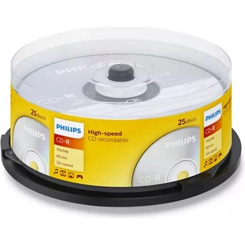 Philips Оптичен носител CD-R, 700MB, Philips CR7D5NB25/00, 52x, 25бр (CR7D5NB25/00)
