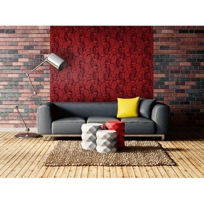 DIMEX ART Луксозна флизелинова тапета червена мозайка от листа