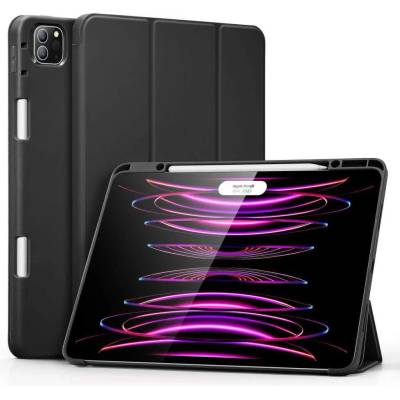 ESR Rebound Pencil Case - полиуретанов калъф с поставка и отделение за Apple Pencil 2 за iPad Pro 12.9 M2 (2022), iPad Pro 12.9 M1 (2021) (черен)