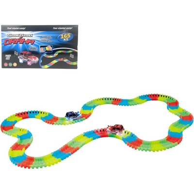 ALLTOYS Dráha svítící ve tmě a autíčko s LED světlem 165 ks