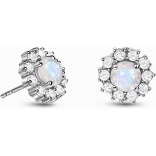 Royal Exklusive Royal Fashion strieborné rhodiované kôstkové náušnice Mesačný kvet s drahokamom Moonstonom a drahokamami topazy GU-DR23079E-SILVER-MOONSTONE-TOPAZ