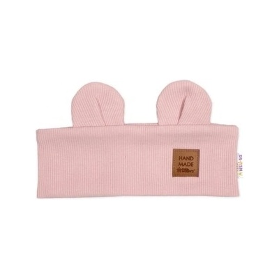 Baby Nellys Čelenka Teddy s oušky pro děti Hand Made - pudrově růžová