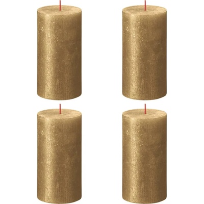 Bolsius Рустик колонни свещи Shimmer, 4 бр, 130x68 мм, златисти (440890)