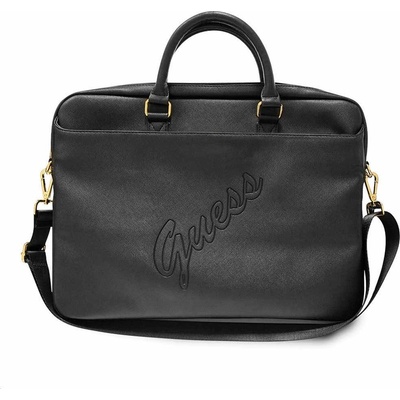 GUESS Чанта за лаптоп Saffiano Vintage Script Laptop Bag (GUCB15PUSASBK), до 16" (40.64 cm), полиуретанова кожа, черна (GUCB15PUSASBK / 54082)