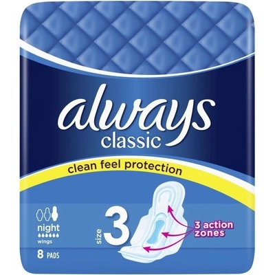 Always Класик Найт, Размер 3, дамски превръзки, 6d, 8бр (4015400260837)