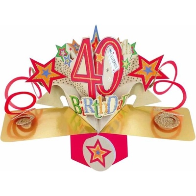 Narozeninové 3D přání Pop Up 40. narozeniny