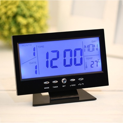 Foxgood Часовник с голям LCD дисплей DS-8082 - Черен (19115-black)