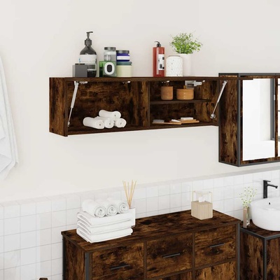 vidaXL Стенен шкаф за баня, опушен дъб, 100x25x30 см, инженерно дърво (860098)