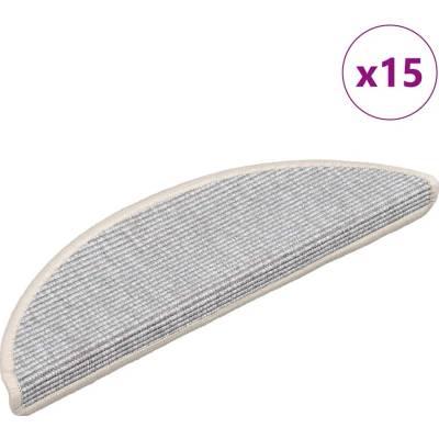 vidaXL Schodové rohože 15 ks 56 x 17 x 3 cm stříbrné, půlkulaté