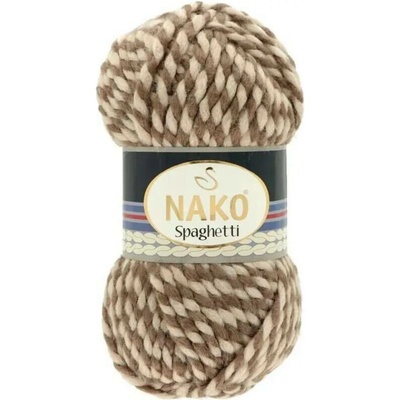 Pletací příze Nako Spaghetti 21366 - hnědo bílá - DOPRODEJ