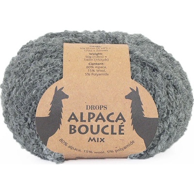 Příze DROPS Alpaca Bouclé mix 0517 - šedá