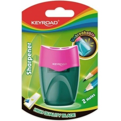 Strúhadlo KEYROAD plastové s dvomi otvormi, blister, mix farieb