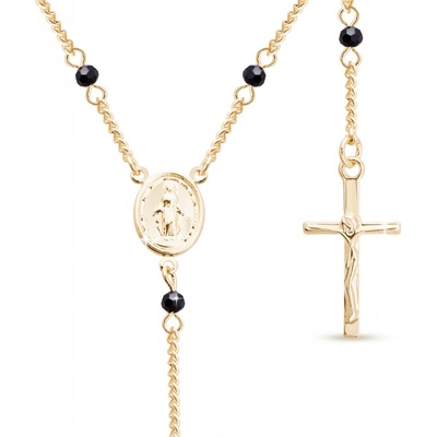 Biju Pozlacený růženec 14k s černými korálky 3002150