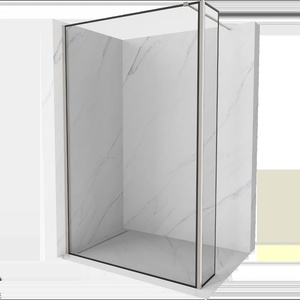 Mexen Kioto душ стена Walk-in 130 x 40 см, черна рамка, четкан никел - 800-130-212-97-70-040 (800-130-212-97-70-040)
