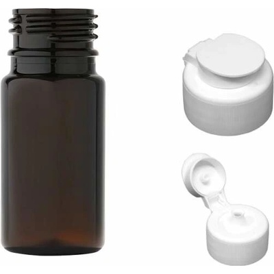 Tera Plastová lahvička hnědá s bílým dávkovacím víčkem 35 ml