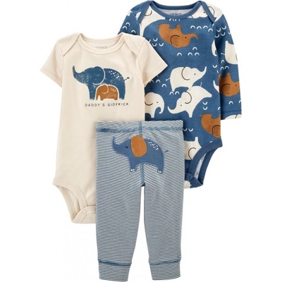 Carter's Set 3dílný body dl. rukáv body kr. rukáv tepláky Blue Elephant chlapec – Zboží Dáma